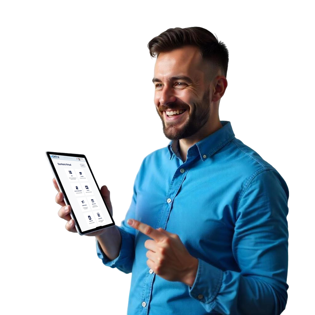 CRM Crédito. Intermediário com tablet